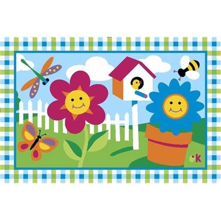 LA RUG, FUN RUGS LA Rug OLK-001 3958 Olive Kids Collection - Happy Flowers Rug - 39 x 58 Inch OLK-001 3958
